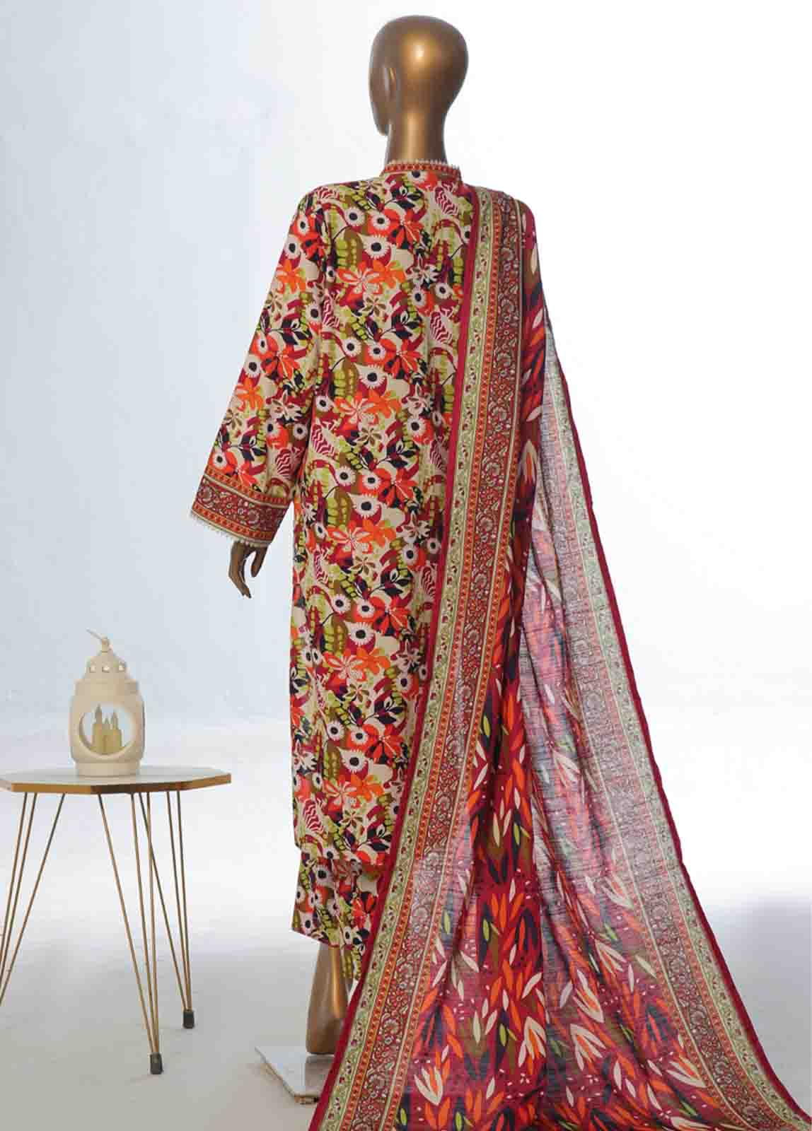 Bin Saeed Fabric - WK-088 B-3 Piece Khaddar Printed Suit