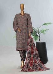 WK-089 B-3 Piece Khaddar Printed Suit