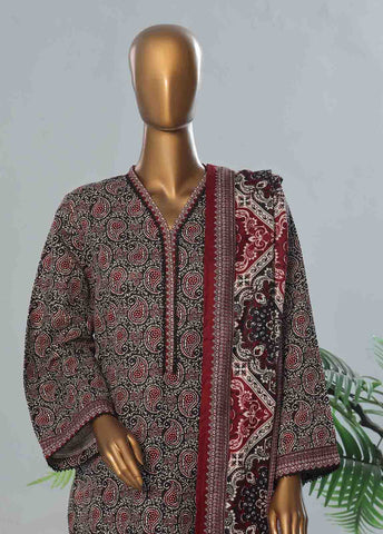 Bin Saeed Fabric - WK-089 B-3 Piece Khaddar Printed Suit