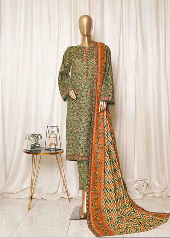 Bin Saeed Fabric - WK-090-PR R77- 3 Piece Khaddar Printed Stitched Suit
