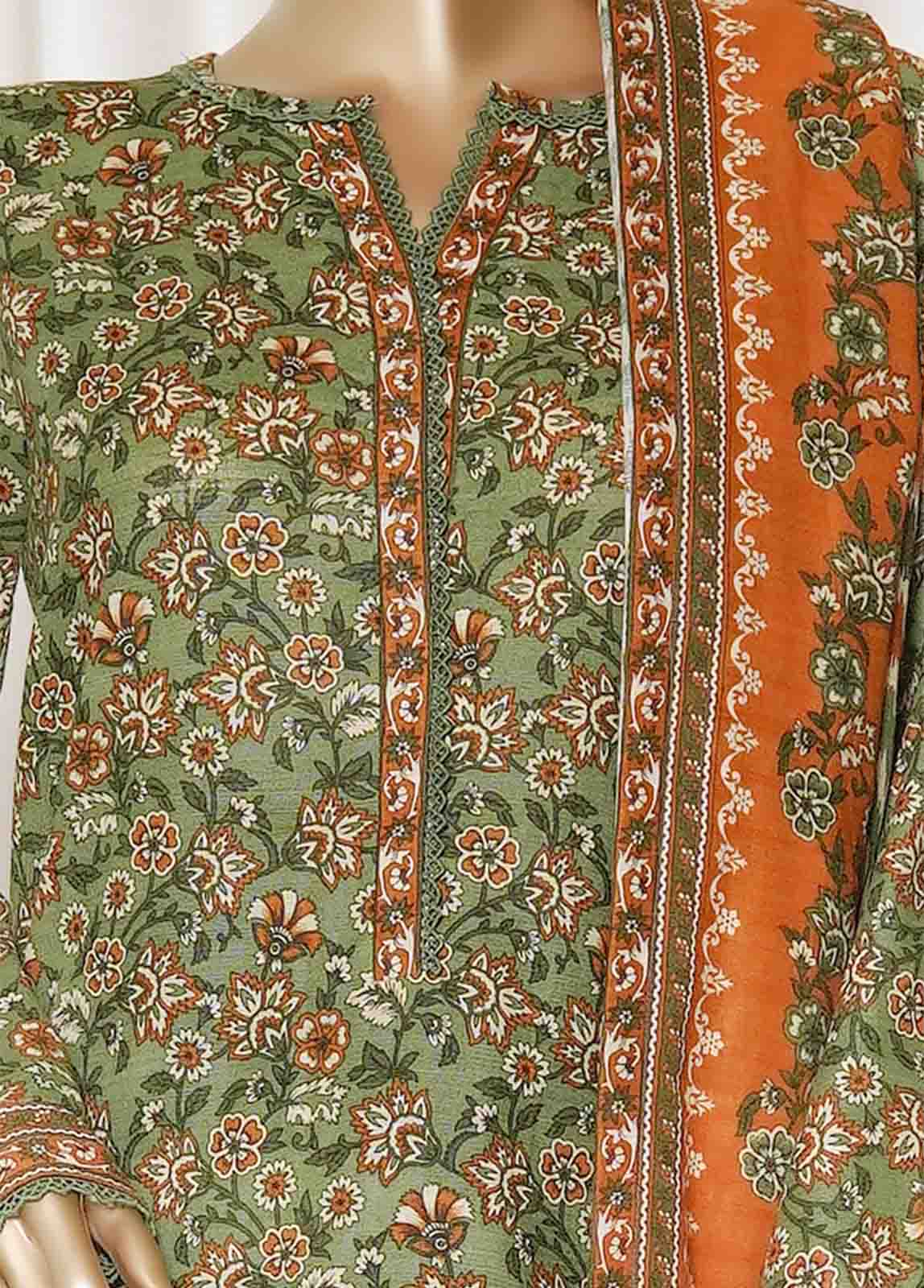 Bin Saeed Fabric - WK-090-PR R77- 3 Piece Khaddar Printed Stitched Suit