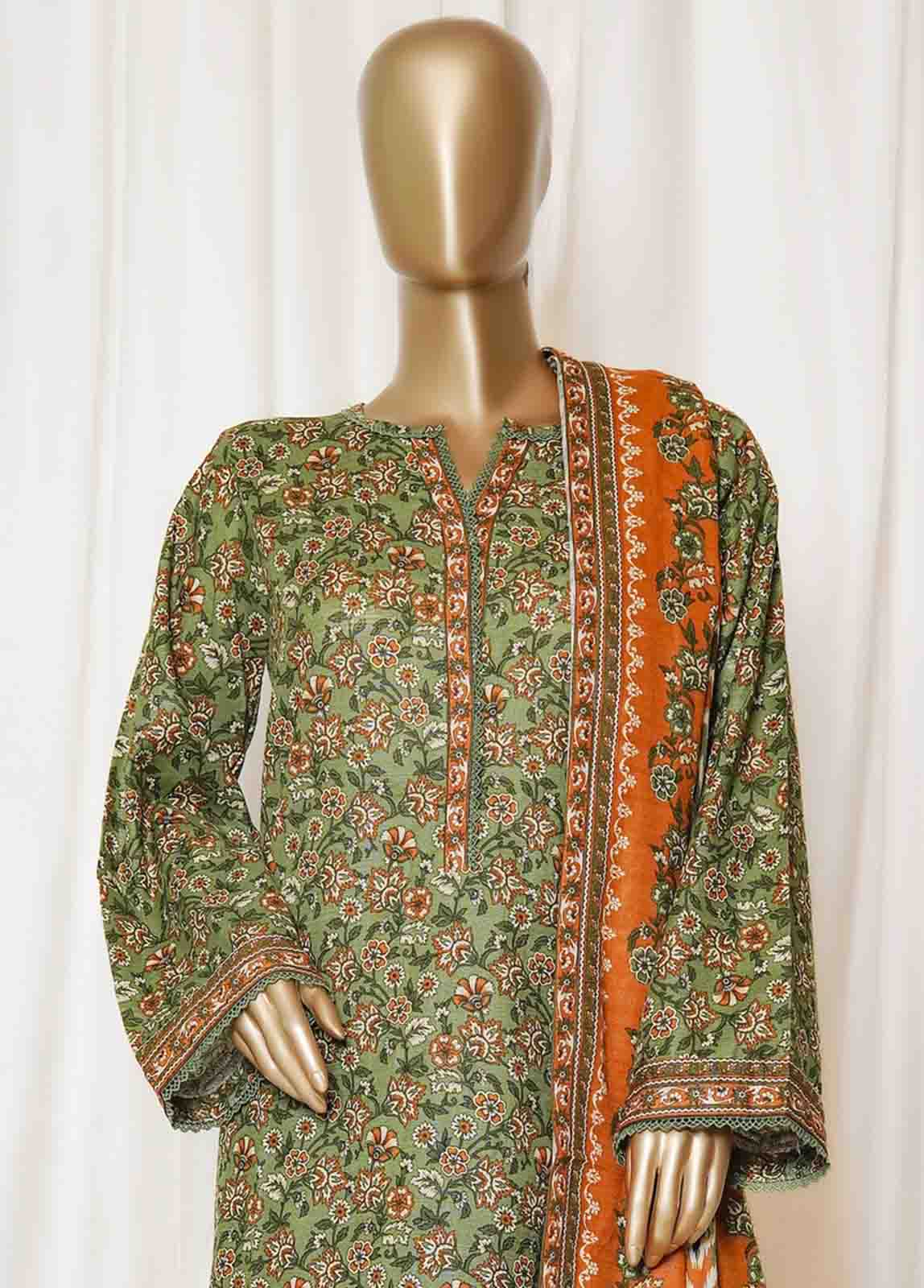 Bin Saeed Fabric - WK-090-PR R77- 3 Piece Khaddar Printed Stitched Suit