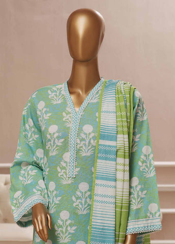Bin Saeed Fabric - WK-091 R-3 Piece Khaddar Printed Suit