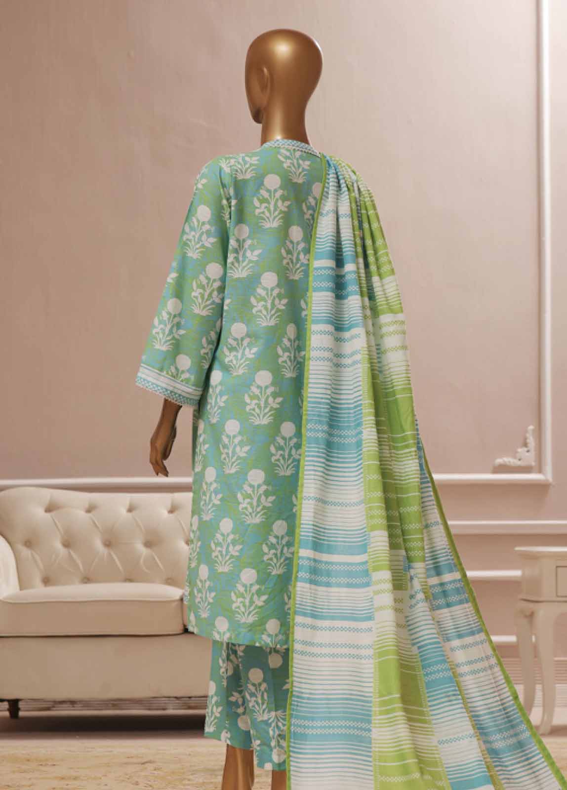 Bin Saeed Fabric - WK-091 R-3 Piece Khaddar Printed Suit
