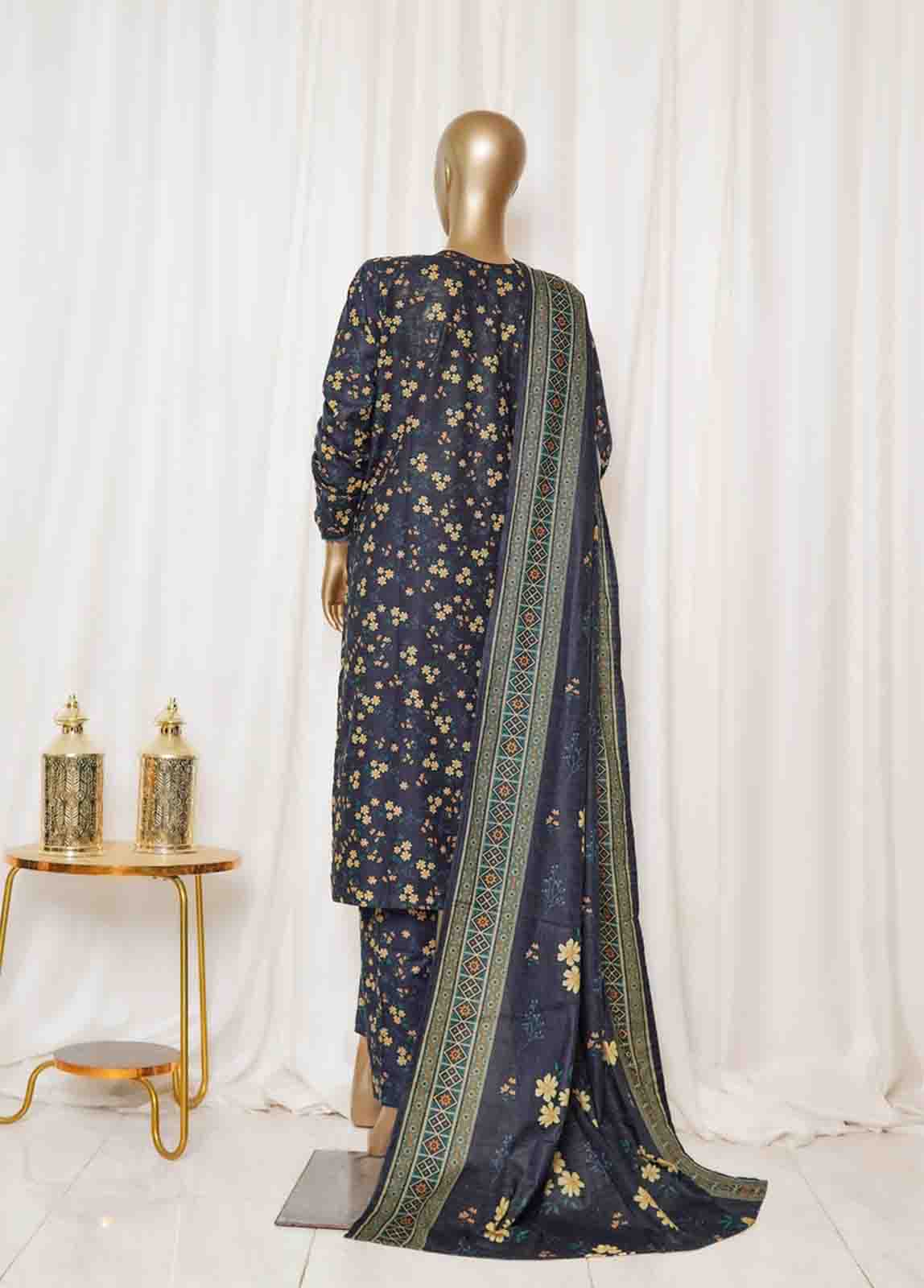 Bin Saeed Fabric - WK-095-PR R77- 3 Piece Khaddar Printed Stitched Suit