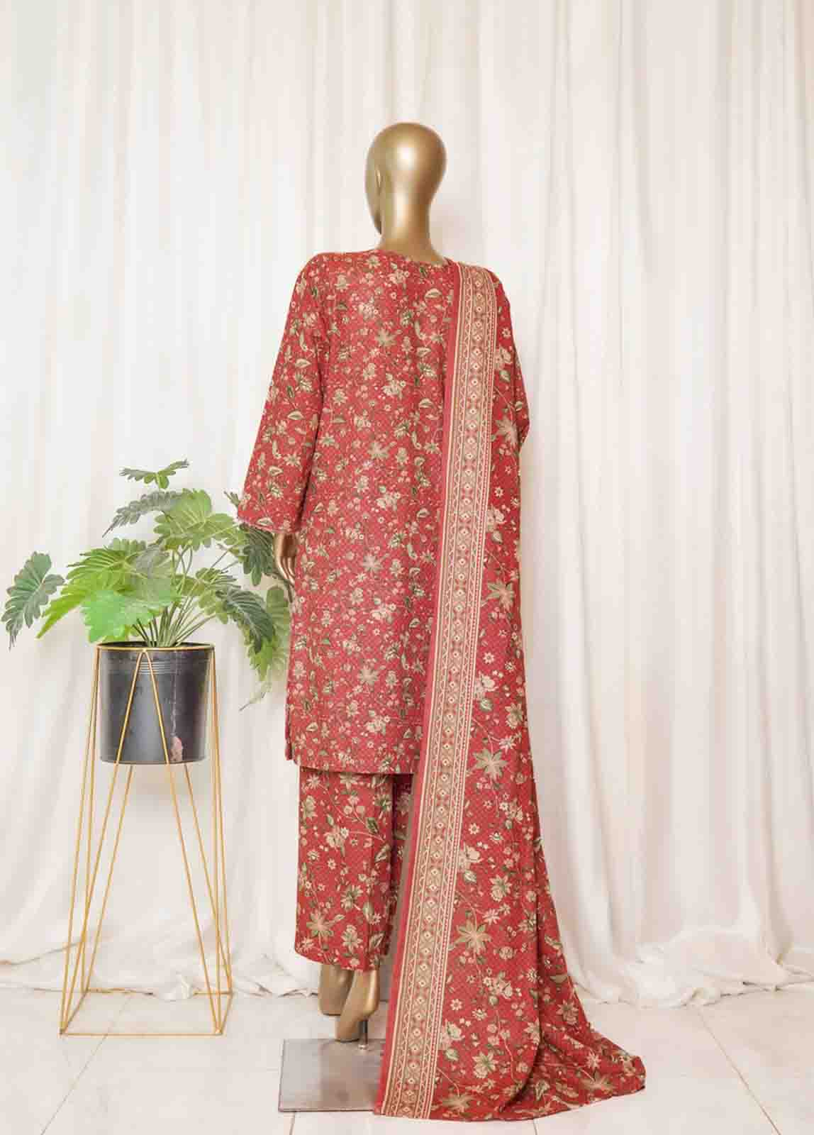 WK-097-PR R77- 3 Piece Khaddar Printed Stitched Suit