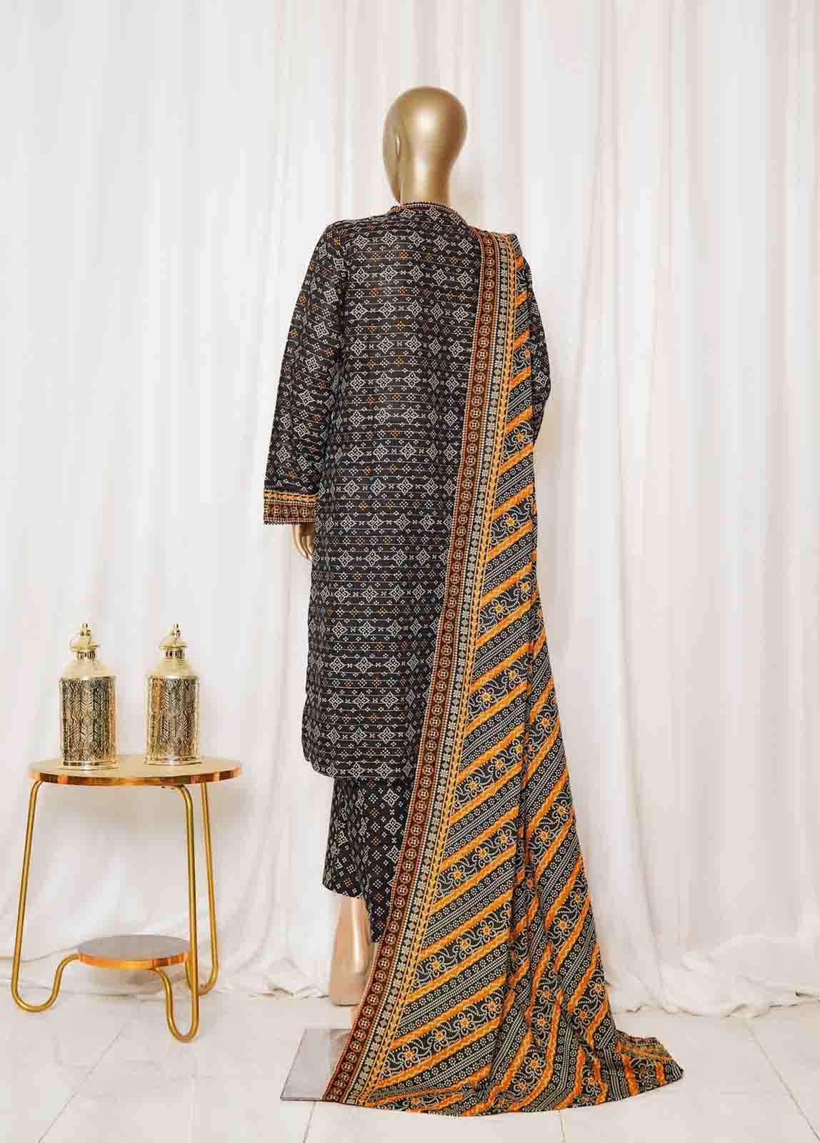 Bin Saeed Fabric - WK-099-PR R77- 3 Piece Khaddar Printed Stitched Suit