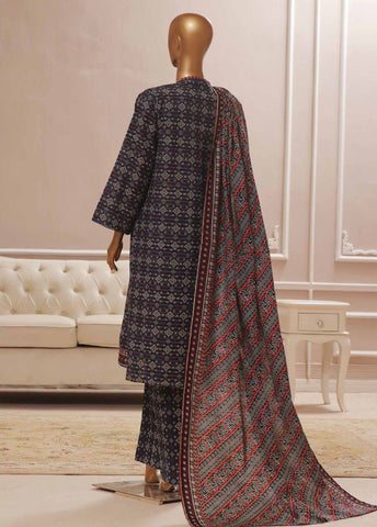 Bin Saeed Fabric - WK-099 R-3 Piece Khaddar Printed Suit