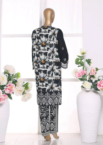 2 Piece Printed Black & White Khaddar Shirt & Trouser