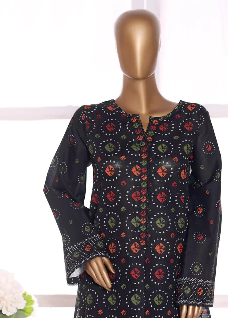 2 Piece Printed Black Khaddar Shirt & Trouser
