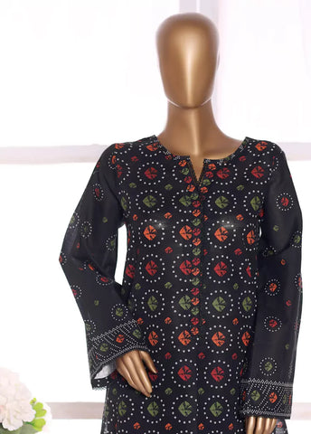 2 Piece Printed Black Khaddar Shirt & Trouser
