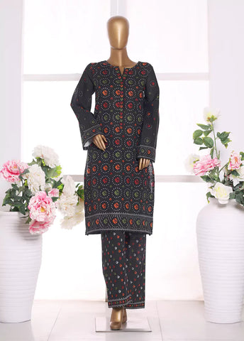 2 Piece Printed Black Khaddar Shirt & Trouser
