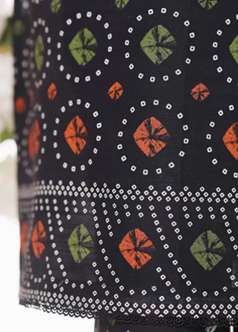 2 Piece Printed Black Khaddar Shirt & Trouser