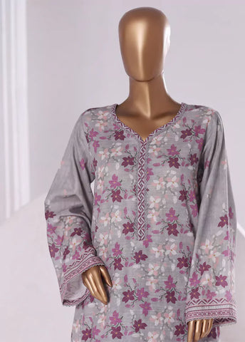 2 Piece Printed Grey & Purple Khaddar Shirt & Trouser