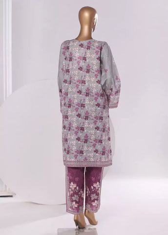 2 Piece Printed Grey & Purple Khaddar Shirt & Trouser