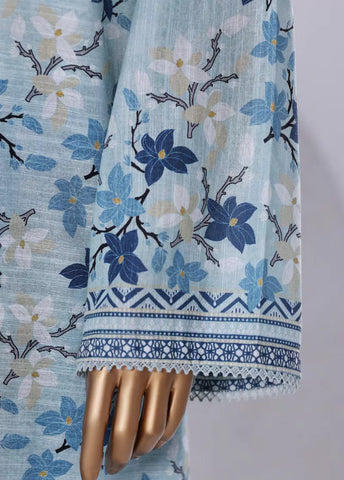 2 Piece Printed Blue Khaddar Shirt & Trouser