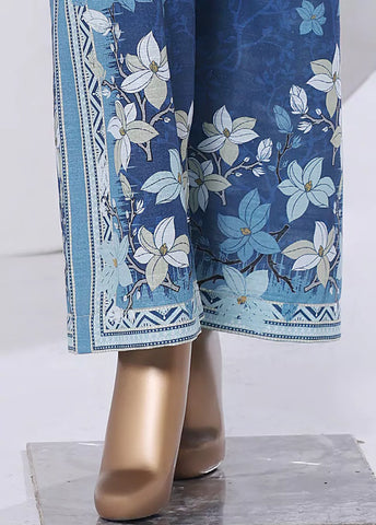 2 Piece Printed Blue Khaddar Shirt & Trouser