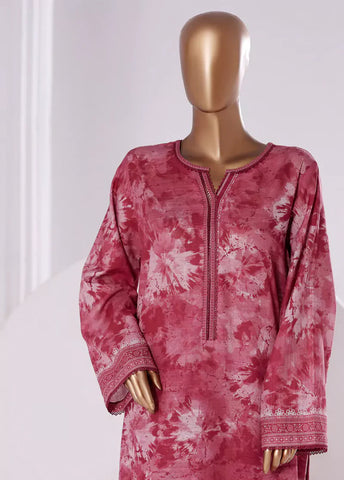 2 Piece Printed Shocking Pink Khaddar Shirt & Trouser