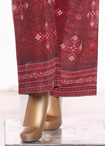 2 Piece Printed Red Khaddar Shirt & Trouser