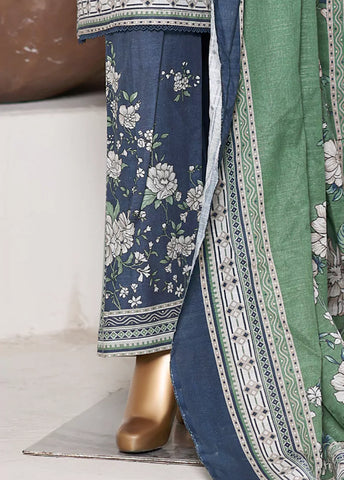 3 Piece Printed Navy Blue Khaddar Shirt with Trouser & Dupatta