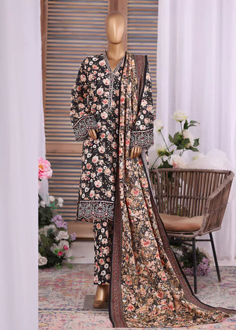 WK-25101-EMB- 3 Piece Khaddar Emboidered Stitched Suit