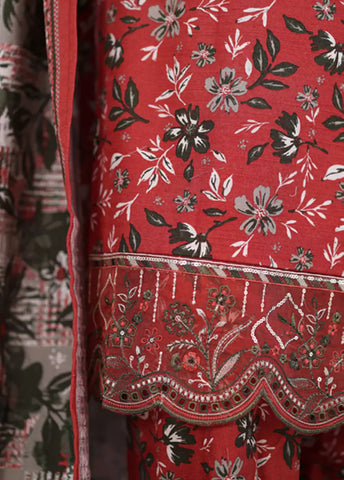 WK-25102-EMB- 3 Piece Khaddar Emboidered Stitched Suit