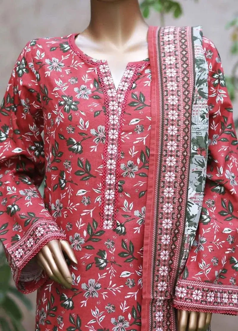 Bin Saeed Fabric - WK-25102-PR- 3 Piece Khaddar Printed Stitched Suit