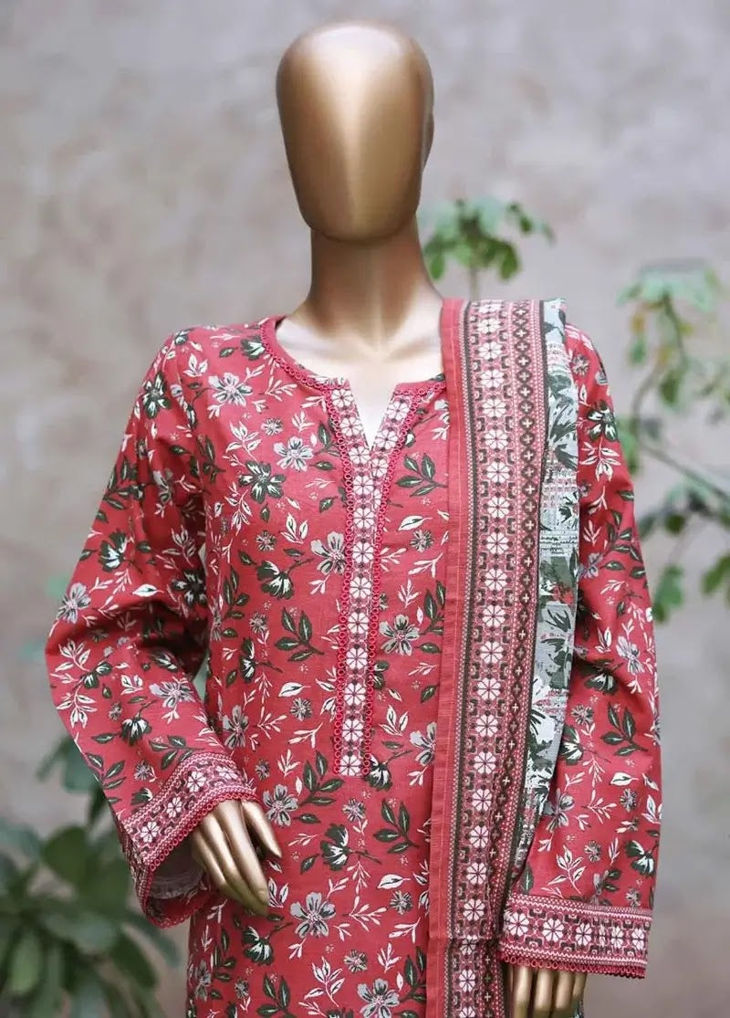 Bin Saeed Fabric - WK-25102-PR- 3 Piece Khaddar Printed Stitched Suit