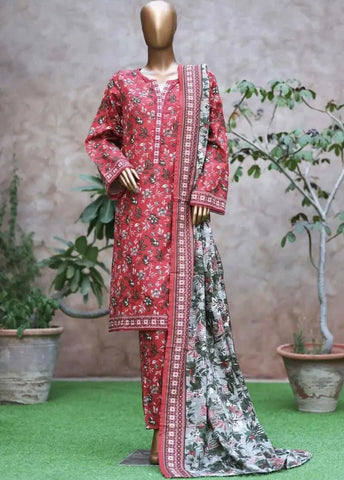 Bin Saeed Fabric - WK-25102-PR- 3 Piece Khaddar Printed Stitched Suit