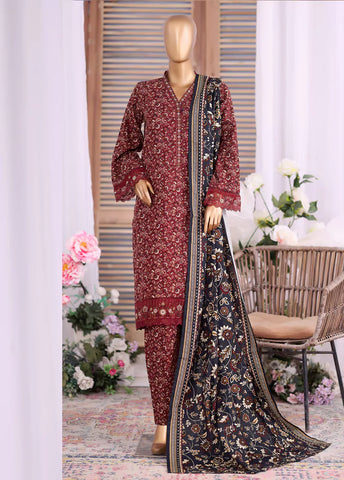 WK-25103-EMB- 3 Piece Khaddar Emboidered Stitched Suit