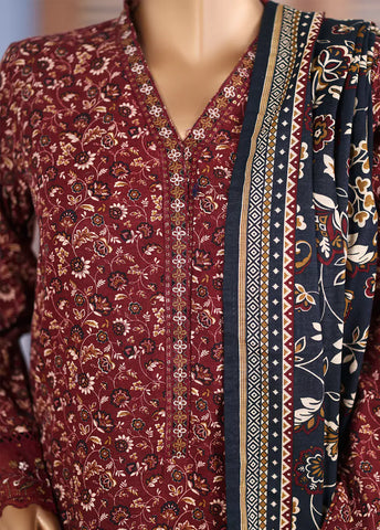 WK-25103-EMB- 3 Piece Khaddar Emboidered Stitched Suit