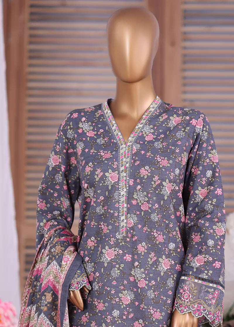 WK-25104-EMB- 3 Piece Khaddar Emboidered Stitched Suit