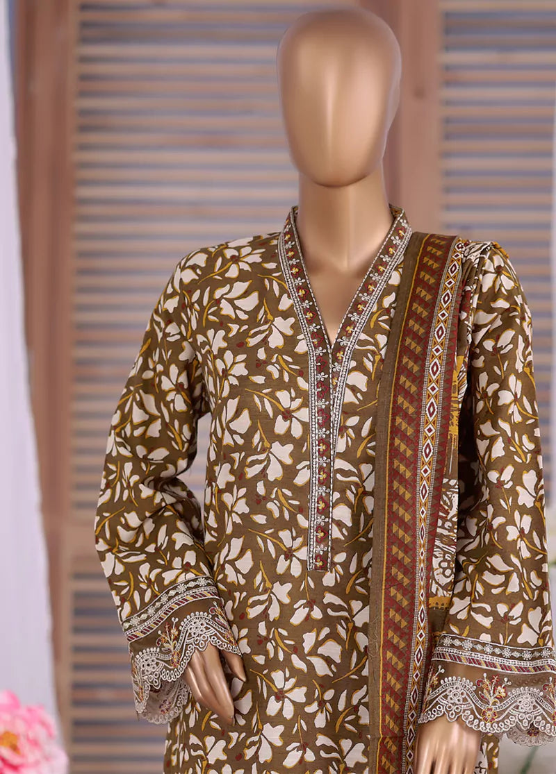 WK-25106-EMB- 3 Piece Khaddar Emboidered Stitched Suit