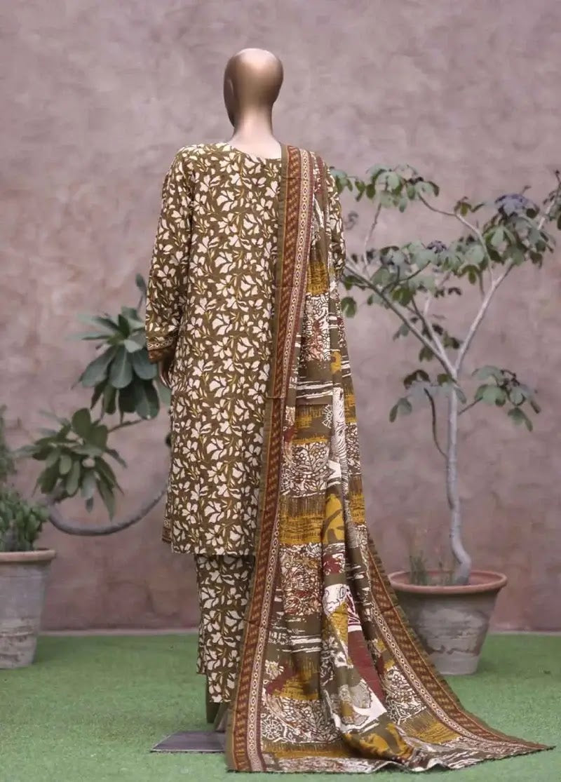 Bin Saeed Fabric - WK-25106-PR- 3 Piece Khaddar Printed Stitched Suit