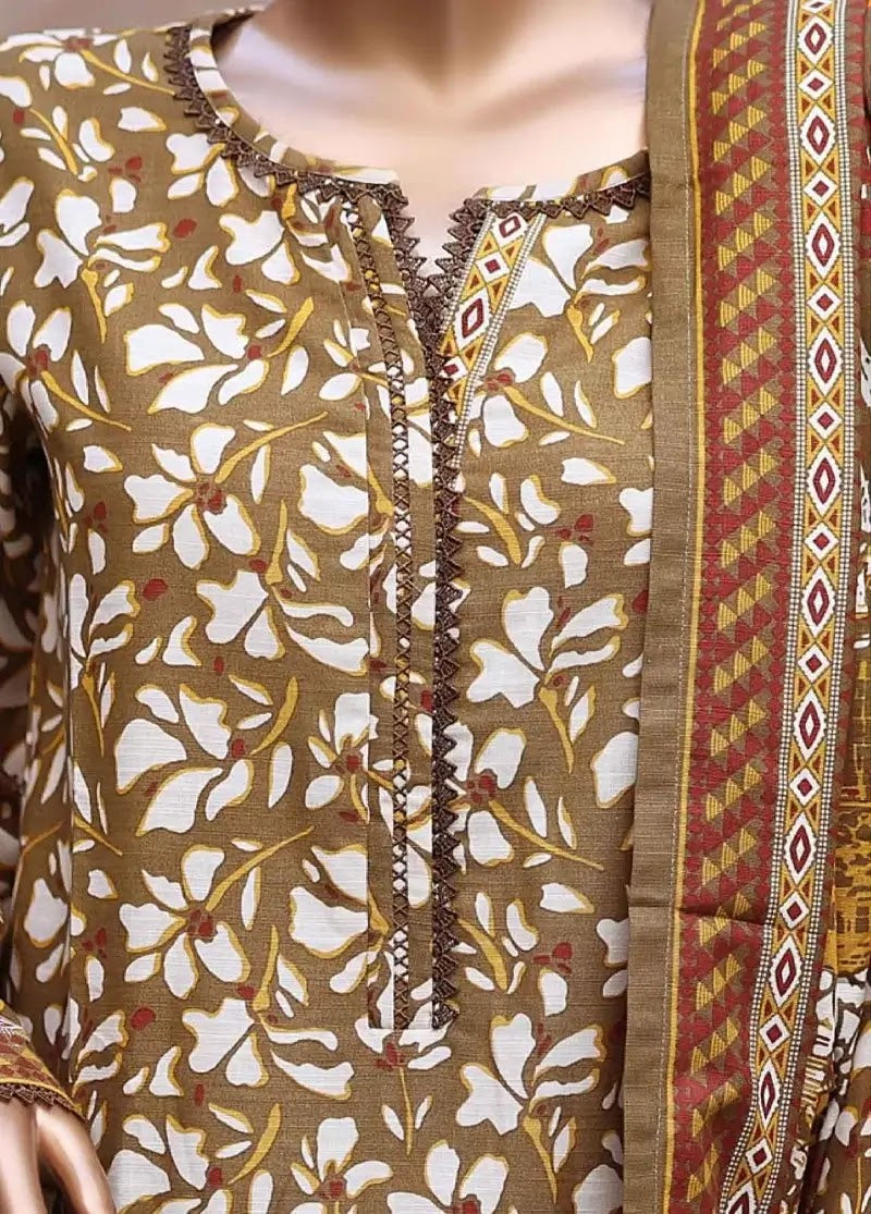 Bin Saeed Fabric - WK-25106-PR- 3 Piece Khaddar Printed Stitched Suit