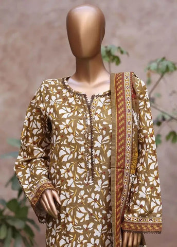 Bin Saeed Fabric - WK-25106-PR- 3 Piece Khaddar Printed Stitched Suit