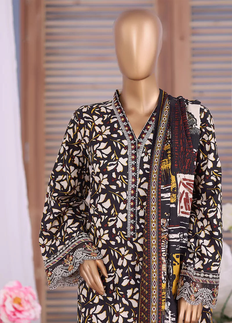 WK-25107-EMB- 3 Piece Khaddar Emboidered Stitched Suit