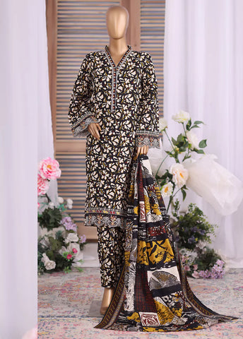 WK-25107-EMB- 3 Piece Khaddar Emboidered Stitched Suit