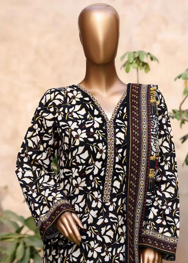 Bin Saeed Fabric - WK-25107-PR- 3 Piece Khaddar Printed Stitched Suit