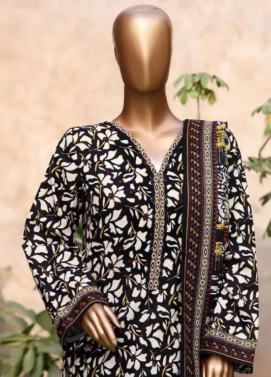 Bin Saeed Fabric - WK-25107-PR- 3 Piece Khaddar Printed Stitched Suit