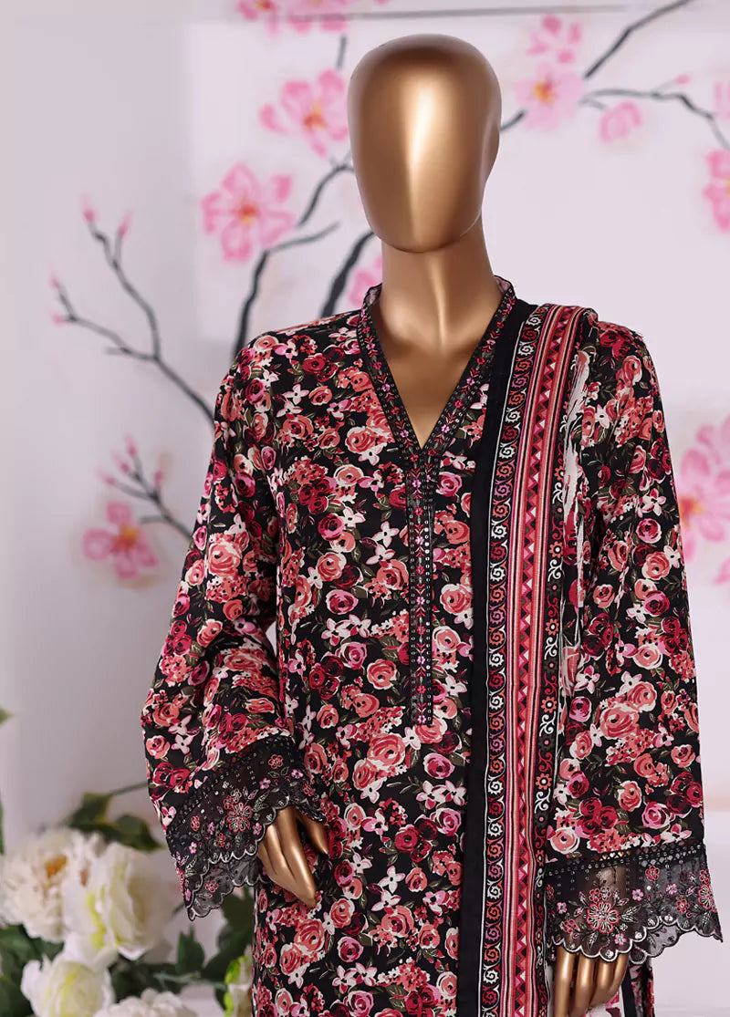 3 Piece Embroidered MultiColor Khaddar Shirt with Trouser & Dupatta