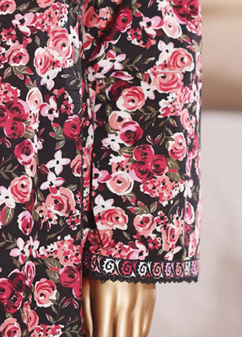 3 Piece Printed MultiColor Khaddar Frock with Trouser & Dupatta