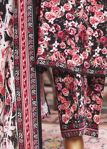 3 Piece Printed MultiColor Khaddar Frock with Trouser & Dupatta