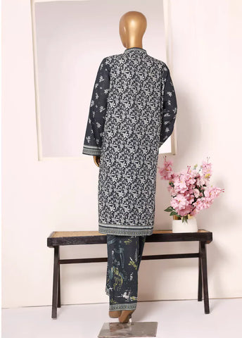 2 Piece Printed Grey Khaddar Shirt & Trouser