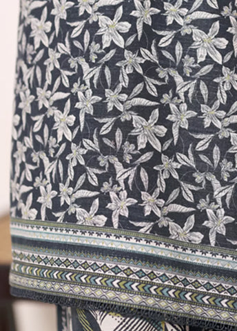 2 Piece Printed Grey Khaddar Shirt & Trouser