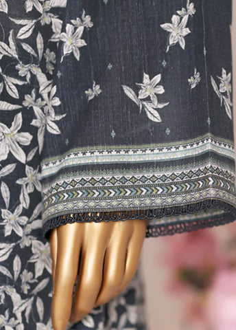 2 Piece Printed Grey Khaddar Shirt & Trouser