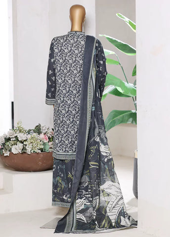 3 Piece Printed Charcoal Khaddar Shirt with Trouser & Dupatta