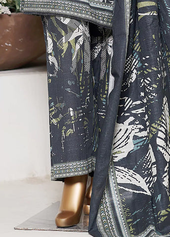 3 Piece Printed Charcoal Khaddar Shirt with Trouser & Dupatta
