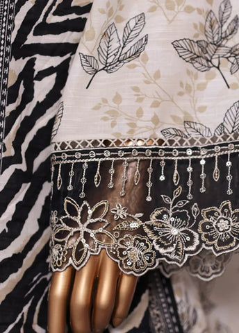 3 Piece Embroidered Off White Khaddar Shirt with Trouser & Dupatta