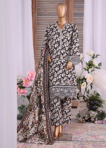 WK-25112-EMB- 3 Piece Khaddar Emboidered Stitched Suit